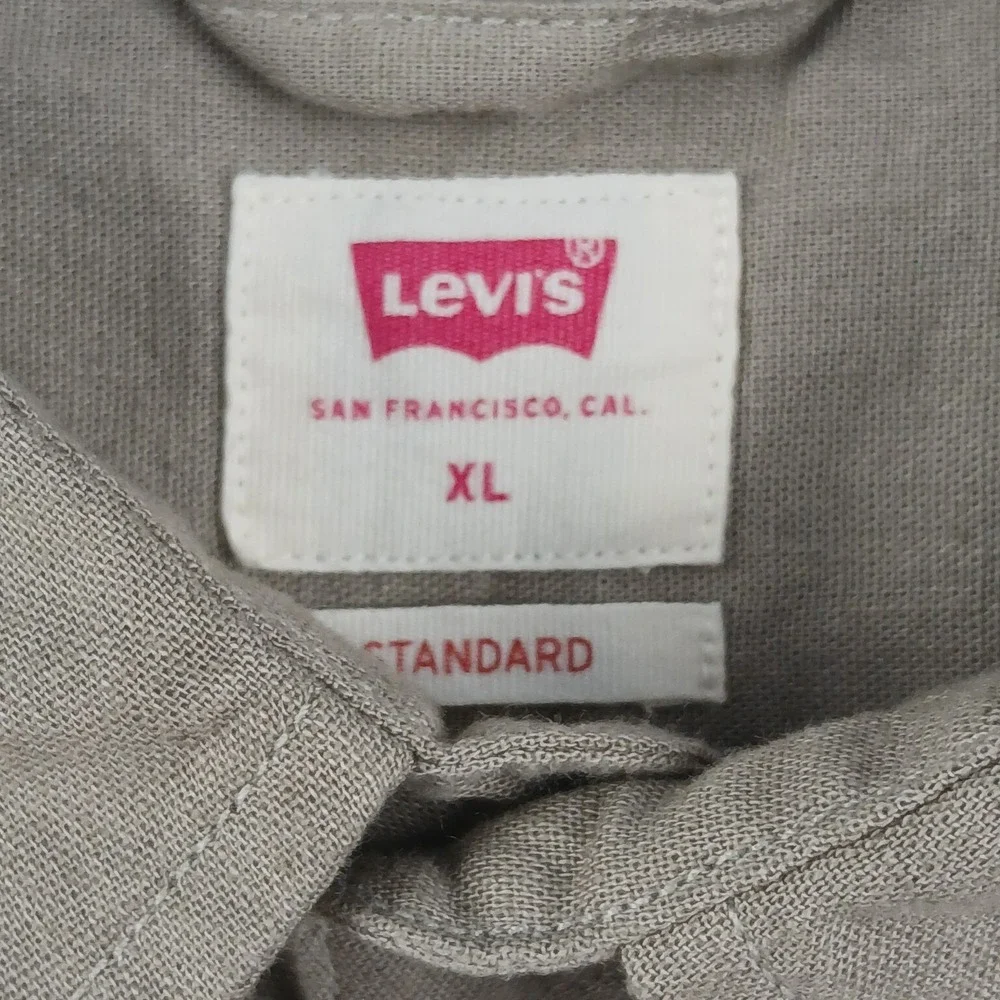 Levis XL Mens Shirt Button Up Short Sleeve Linen Blend‎ FLAW 24x27